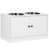 Elevated Dog Bowls with Storage Cabinet, Large 44L Capacity, Raised Dog Bowl Stand, Pet Food Bowl Feeding Station, White
