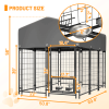 Dog Kennel Outdoor with Roof, 4.23'x5.82'x4.83' Welded Wire Enclosure, Heavy Duty Dog Crate with UV-Resistant Waterproof Cover