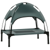 Elevated Dog Bed with Removable Canopy, Outdoor Dog Cot with UV Protection Canopy Shade, 24 inch Pet Bed for Camping, Gray
