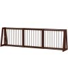 28"-75" Freestanding Wooden Pet Gate with Support Feet & Non-Slip Mats for Indoor, Stairway, Doorway, Brown