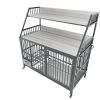 Large pet cage with storage rack, drawers with stainless steel food and water basins, double-layer storage rack made of iron frame and MDF material