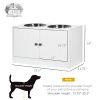 Elevated Dog Bowls with Storage Cabinet, Large 44L Capacity, Raised Dog Bowl Stand, Pet Food Bowl Feeding Station, White