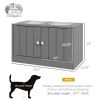 Large Elevated Dog Bowls with 44L Storage Cabinet, Raised Pet Food Bowl Stand & Feeding Station, Gray