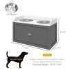 Elevated Dog Bowl Station with Storage Drawer 21L Capacity & 2 Stainless Bowls Gray