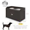 Large Elevated Dog Bowls with Storage Drawer Containing 21L Capacity Raised Dog Feeding Station with 2 Stainless Steel Bowls Brown