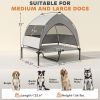 Elevated Dog Bed with Removable Canopy, Portable Outside Raised Pet Cot with Cooling Pad, Storage Bag, 36" x 29.5" x 35"