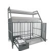 Large pet cage with storage rack, drawers with stainless steel food and water basins, double-layer storage rack made of iron frame and MDF material