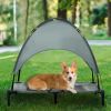 Elevated Dog Bed with Removable Canopy, Outdoor Dog Cot with UV Protection Canopy Shade, 36 inch Large Pet Bed for Camping, Gray
