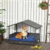 Wicker Dog House Indoor Outdoor Removable Cushion Lounge Dark Blue