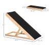 Foldable Pet Ramp with Non-slip Carpet Height Adjustable Pine Wood for Dogs Cats Black