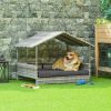 Elevated Wicker Dog House Indoor Outdoor Raised Rattan Bed Charcoal Grey Removable Cushion