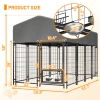 Dog Kennel Outdoor with Roof, 4.23'x7.81'x4.83' Welded Wire Enclosure, Heavy Duty Dog Crate with UV-Resistant Waterproof Cover