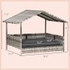 Elevated Wicker Dog House Indoor Outdoor Raised Rattan Bed Charcoal Grey Removable Cushion
